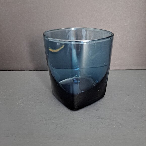 Anchor Hocking Rio Coastal Blue Glass Tumbler 3.75" Square Bottom Vintage USA - Picture 1 of 9
